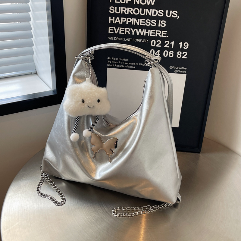 多功能双肩包晕染丝绒感蝴蝶结托特包女新款大容量通勤链条包