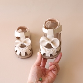 夏天1一3岁公主鞋 崔丫丫蝴蝶结花边淑女宝宝凉鞋 包头婴幼儿学步鞋