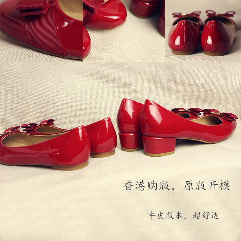 蝴蝶结sf小红鞋酒红色