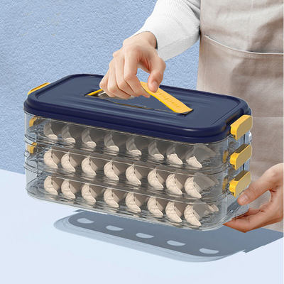 侑家良品 饺子盒 冰箱保鲜盒收纳盒速冻放水饺托盘食品级PET 3层1