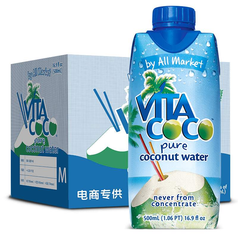 唯他可可（VitaCoco）天然椰子水进口NFC果汁饮料500ml*6瓶整大米