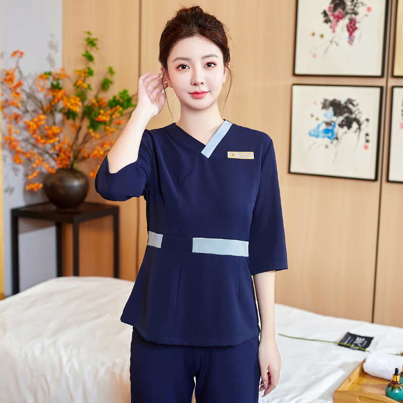 春秋高端医美SPA前台接待工装月子会所工作服技师服套装女美容院
