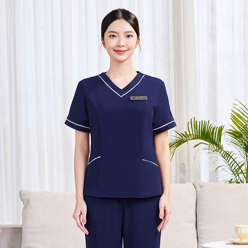 短袖夏季新款按摩足浴技师美发美容师工作服气质高端皮肤管理女