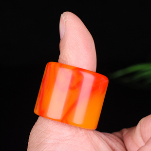 青峰玉业男款玉扳指黄龙玉扳指新疆和田金丝黄玉扳指戈壁玉石指环