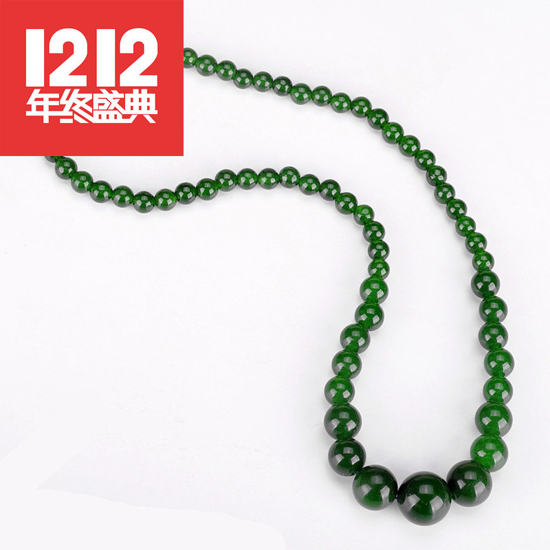 新疆和田羊脂玉老坑碧玉项链 圆珠时尚菠菜绿昆仑玉项链蜀黍,珠宝/钻石/翡翠,颈饰,淘宝优惠券,粉丝福利购,淘宝优惠卷
