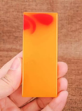 鸡血玉黄玉鸡血石方印章手把件