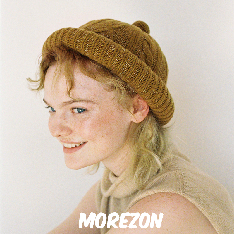 MOREZON【SHINJEO Solid Dotori Hat】甜美可爱卷边硬顶毛线帽子-封面