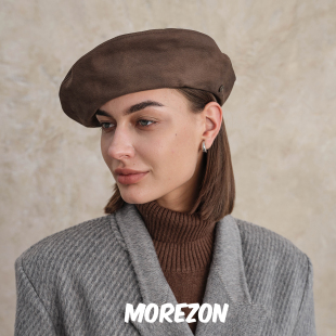 MOREZON【Mossant】25AW秋冬新款设计师小众潮人休闲麂皮贝雷帽女