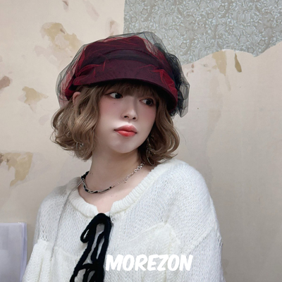 MOREZON【CIRQUTURE Ekasumi rose】日本25AW秋冬网纱玫瑰报童帽
