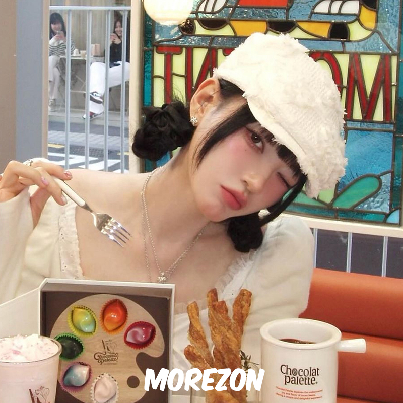 MOREZON【POESIE D'AME CORSAGE FLAT CAP】泫雅同款小花束猎人帽