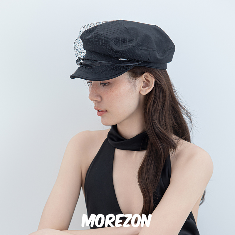 MOREZON【ETRE PAR LEE】25SS设计师款春夏潮人优雅网纱平顶帽子