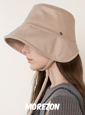 MOREZON【Brown hat Gemma Bonnet Hat】秋冬潮人系带渔夫帽子女