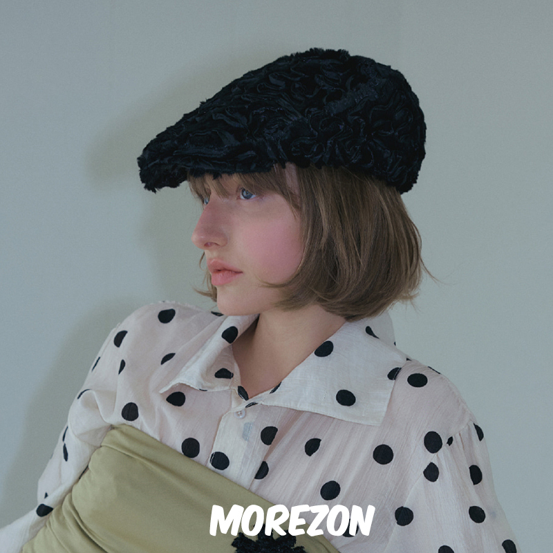 MOREZON【POESIE D'AME ROSE COIL FLAT CAP】25AW玫瑰花朵前进帽