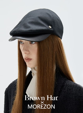 MOREZON【Brown hat Leather Brim Donald Cap】26秋冬毛呢前进帽