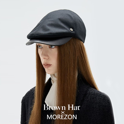 MOREZON【Brown hat Leather Brim Donald Cap】26秋冬毛呢前进帽
