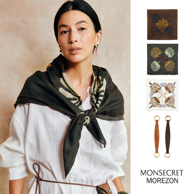 MOREZON【MONSECRET】秋冬新款潮人时尚精致休闲百搭棕榈寻踪方巾