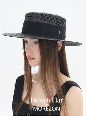 MOREZON【Brown hat Coco Boater Hat】26春夏新款潮人镂空草帽女