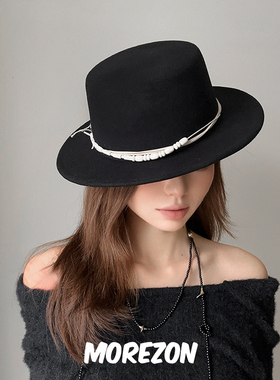 MOREZON【ETRE PAR LEE】25AW秋冬新款潮人百搭羊毛呢平顶礼帽女