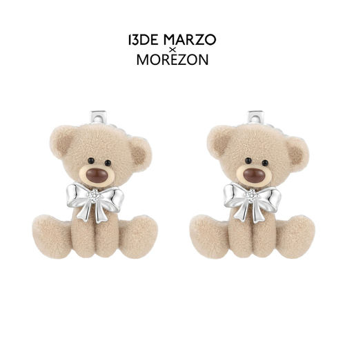 MOREZON【13DE MARZO】26春夏新款可爱坐姿乖乖蝴蝶结小熊耳钉女