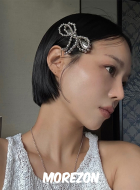 MOREZON【AWESOME NEEDS HANDICRAFT HAIR PIN】珍珠蝴蝶结边夹女