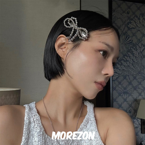 MOREZON【AWESOME NEEDS HANDICRAFT HAIR PIN】珍珠蝴蝶结边夹女