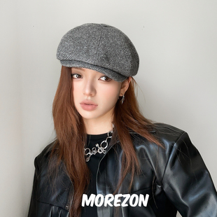 MOREZON【Mossant】25AW秋冬新款潮人个性时尚简约八角报童帽子女