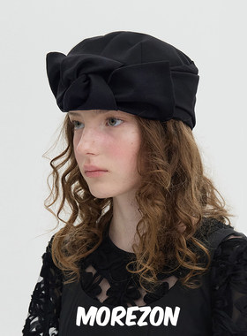 MOREZON【Brown hat Twisted Ribbon Beret】秋冬蝴蝶结贝雷帽子