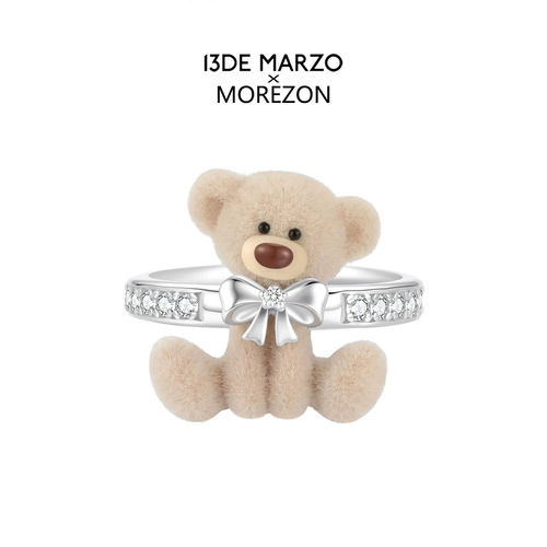 MOREZON【13DE MARZO】26春夏新款可爱坐姿乖乖蝴蝶结小熊戒指女