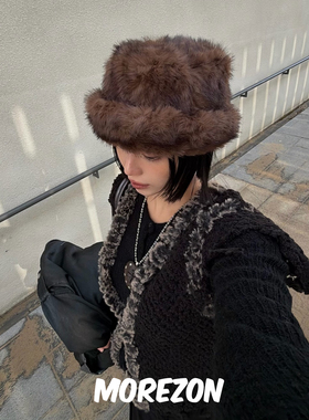 MOREZON【AWESOME NEEDS FUR LAMPSHADE HAT】25AW仿皮草渔夫帽
