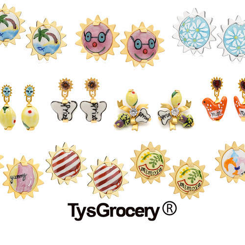 MOREZON【TysGrocery手绘陶瓷系列】25SS潮人时尚太阳镶嵌耳环女