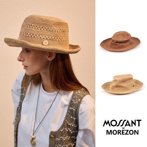 MOREZON【Mossant】26春夏新款潮人时尚拉菲草编织可折叠渔夫帽子