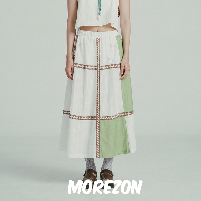 MOREZON【MISU A BARBE COSSY SKIRT】24春夏新款潮人格子长裙女