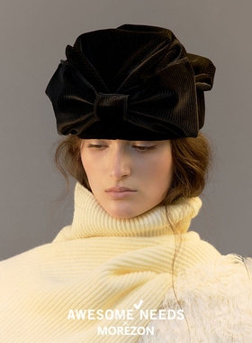 MOREZON【AWESOME NEEDS TURBAN HAT】26秋冬新款蝴蝶结包头帽女