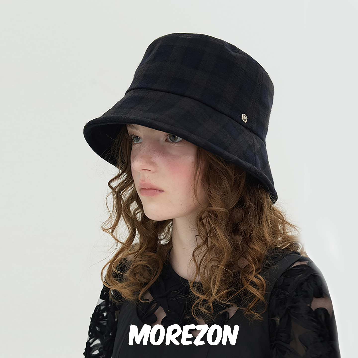 MOREZON【Brown hat Reversible Bucket Hat】25AW双面格纹渔夫帽