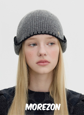 MOREZON【Brown hat Stitch Point Beanie】25AW潮人护耳毛线帽子
