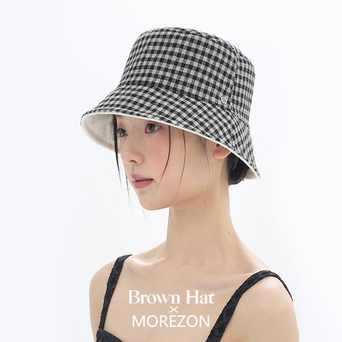 MOREZON【Brown hat Reversible Luvre Bucket】26春夏双面渔夫帽