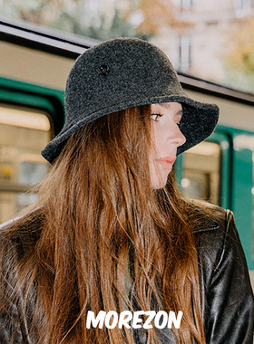 MOREZON【POESIE DAME moonflower wool bucket】羊毛呢渔夫帽
