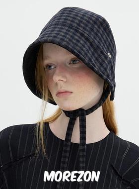 MOREZON【Brown hat Etolile Bonnet】25潮人系带双面格纹侍女帽