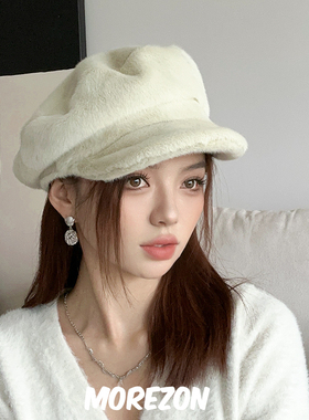 MOREZON【ETRE PAR LEE】设计师秋冬新款潮人休闲百搭毛毛平顶帽