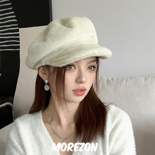 MOREZON【ETRE PAR LEE】设计师秋冬新款潮人休闲百搭毛毛平顶帽