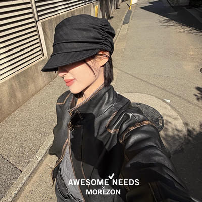 MOREZON【AWESOME NEEDS BELLBOY CAP】26春夏手捏褶皱凹型报童帽