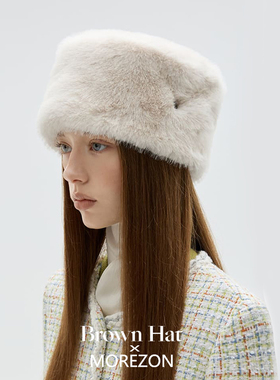MOREZON【Brown hat Fur Pillbox】26秋冬新款潮人仿皮草药盒帽子