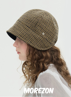 MOREZON【Brown hat Classic Ember】25AW秋冬千鸟格双面侍女帽子