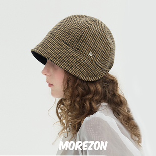 Ember MOREZON Classic hat 25AW秋冬千鸟格双面侍女帽子 Brown