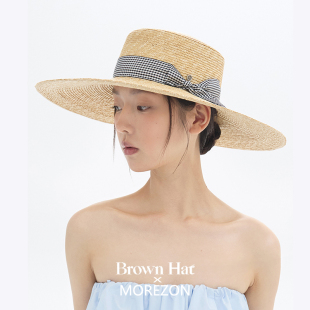 Sabrina hat Wide Straw 26春夏蝴蝶结草帽 MOREZON Hat Brown