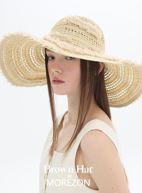 MOREZON【Brown hat Airy Wide lace Hat】26春夏镂空大檐遮阳帽