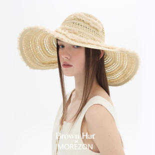 Airy hat Wide lace 26春夏镂空大檐遮阳帽 MOREZON Hat Brown