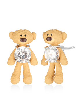 MOREZON【13DE MARZO】24AW新款潮人甜美可爱小熊玩偶耳钉耳饰女