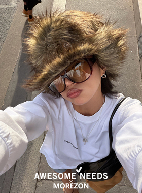 MOREZON【AWESOME NEEDS FUR FLAP CAP】26秋冬新款潮人报童帽子