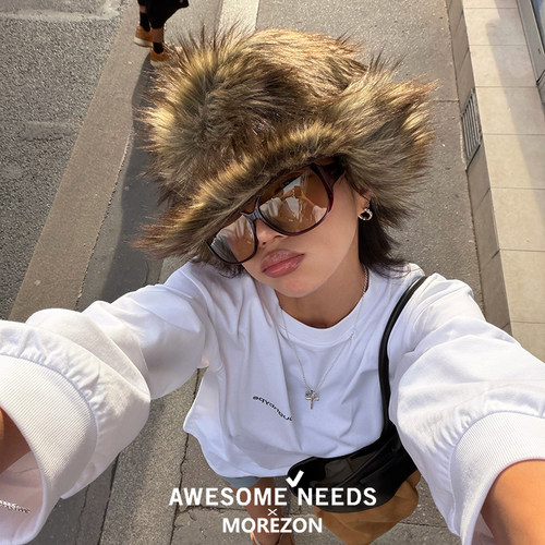 MOREZON【AWESOME NEEDS FUR FLAP CAP】26秋冬新款潮人报童帽子